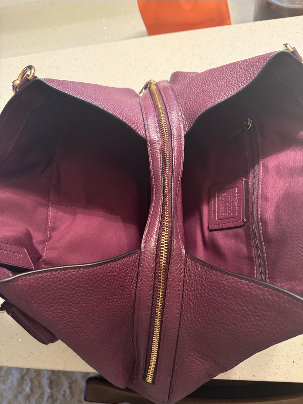 Coach Pebbled Leather Hobo Bag in Plum - Picture 5 of 9